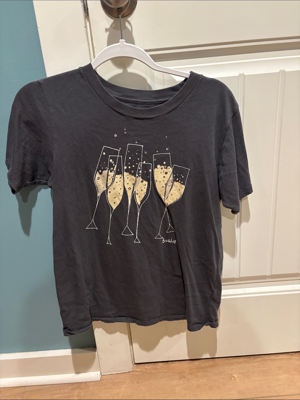J Crew Graphic Champagne Glasses Tee
